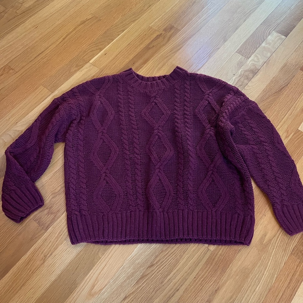Princess Polly burgundy Cable Knit Sweater
